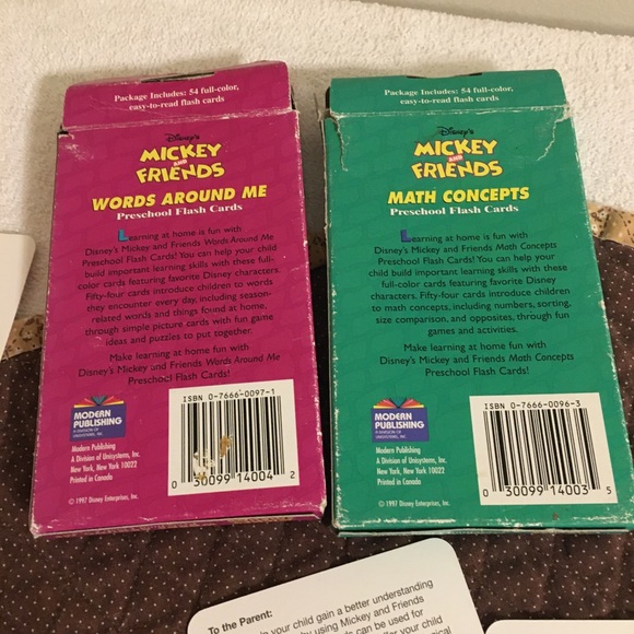 Mickey & Friends Preschool Flash Cards 1997 Math Concepts Words Around Me - Picture 9 of 9